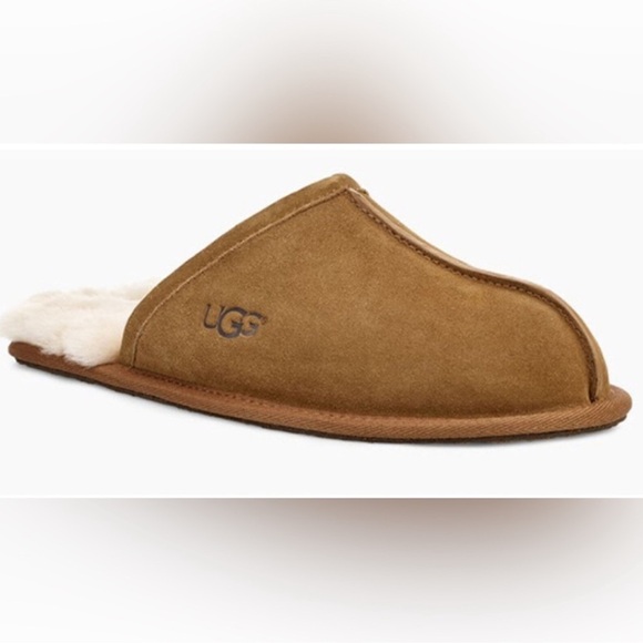 UGG SCUFF Chestnut Suede Wool lined HOUSE Slipper Slides - Picture 1 of 10